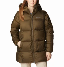 Jas Women Columbia Puffect Mid Hooded Jacket Olive Green
