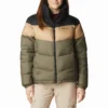 Jas Women Columbia Puffect Color Blocked Jacket Stone Green Beach Black -Columbia 1 1955101 398 f
