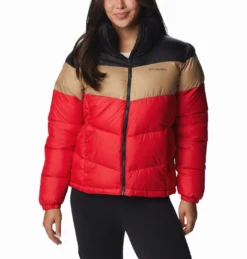 Jas Women Columbia Puffect Color Blocked Jacket Red Lily Beach