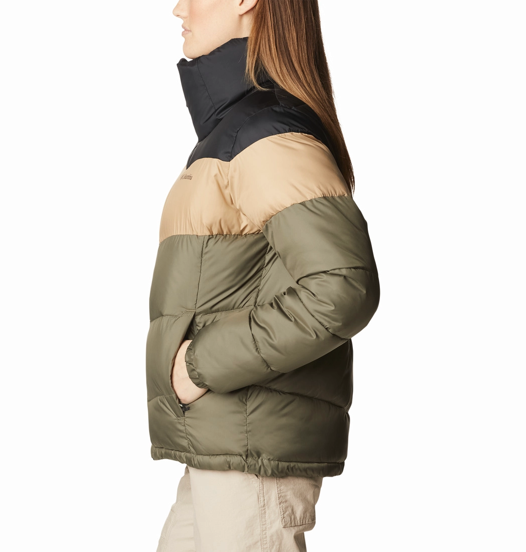 Jas Women Columbia Puffect Color Blocked Jacket Stone Green Beach Black 4 Jas Women Columbia Puffect Color Blocked Jacket Stone Green Beach Black - Afbeelding 2