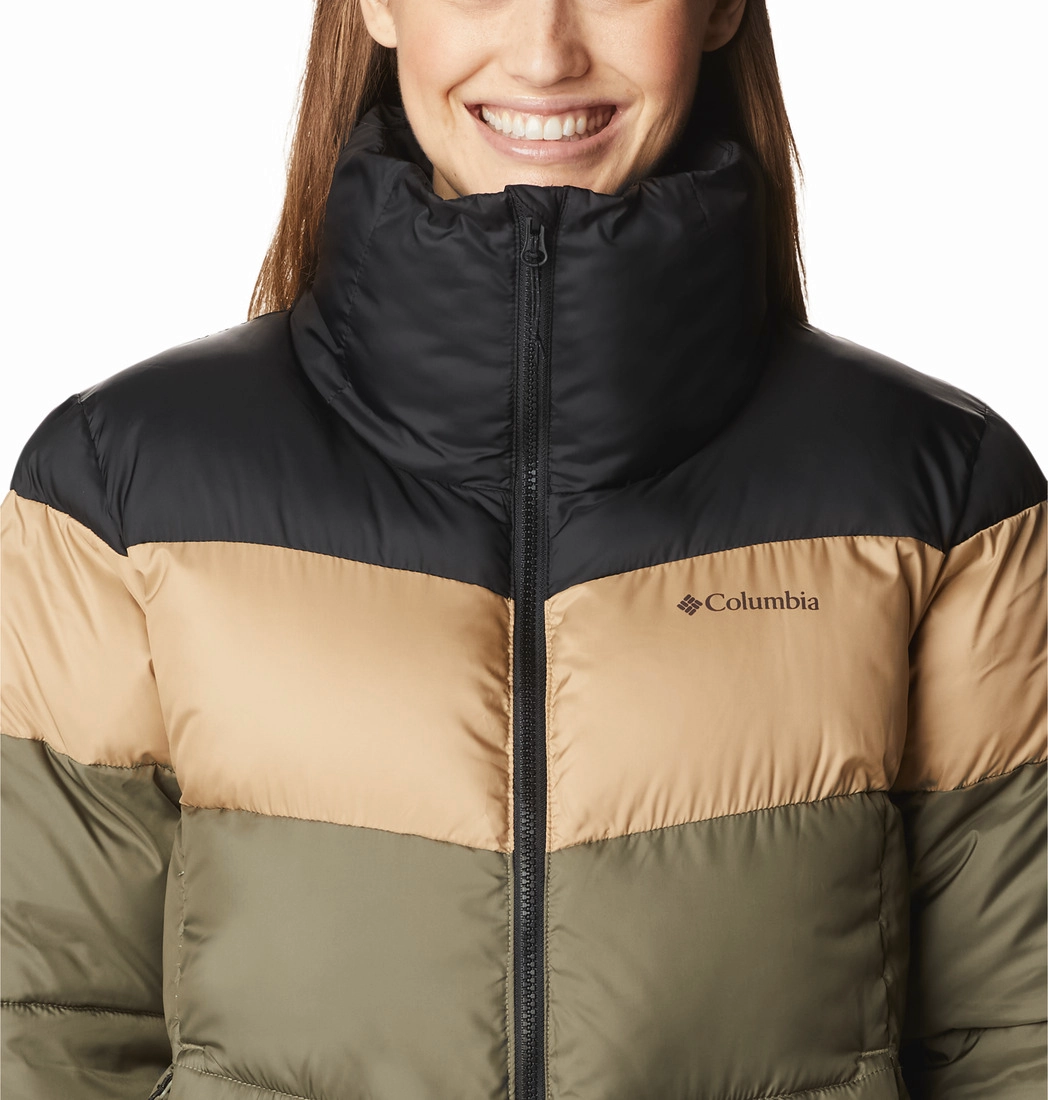 Jas Women Columbia Puffect Color Blocked Jacket Stone Green Beach Black 5 Jas Women Columbia Puffect Color Blocked Jacket Stone Green Beach Black - Afbeelding 3