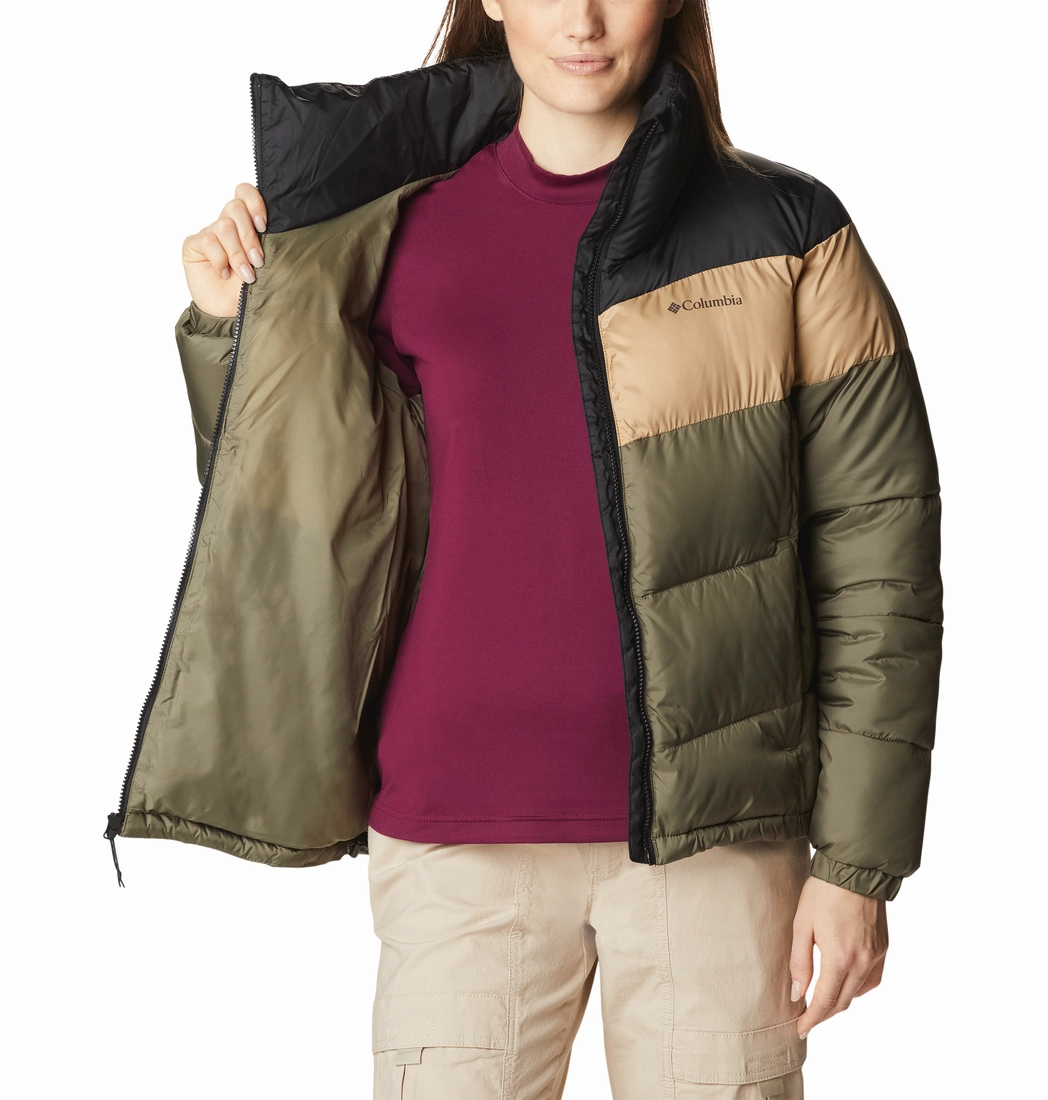 Jas Women Columbia Puffect Color Blocked Jacket Stone Green Beach Black 6 Jas Women Columbia Puffect Color Blocked Jacket Stone Green Beach Black - Afbeelding 4